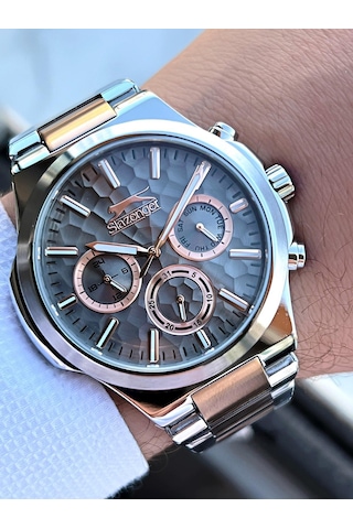 Slazenger Bay Ve Bayan Çelik Kordon Çiftlere Özel 5 Atm Suya Dayanıklı Cift Saati Esl.9.2427.2.02