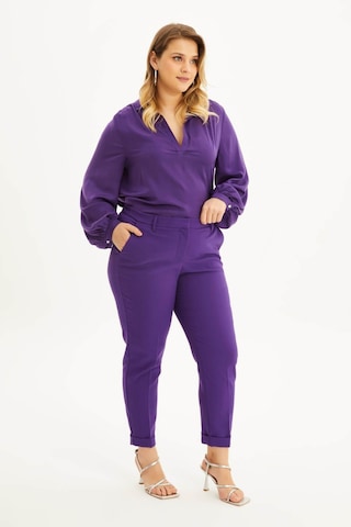 Myline Cep Detaylı Slim Fit Klasik Pantolon-1644 Mor