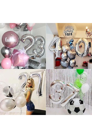 1 Bir Rakam Gümüş Folyo Balon 34" Inc 76 CM