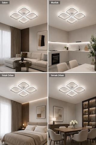 Nuvo Led Plafonyer Avize Beyaz Işık Gri