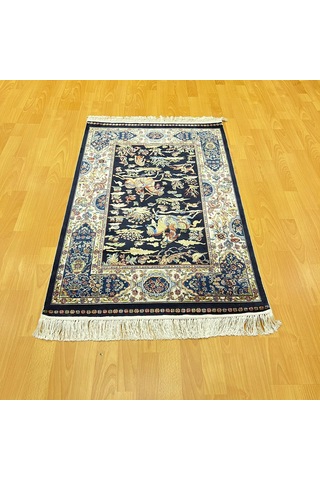 Şehname Motifli 80 X 120 Cm İpek Halı Siyah