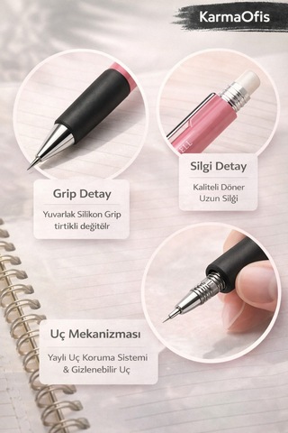 Faber-castell 1345 Versatil Kalem 0.5 Mm Pembe Ergonomik Yuvarlak Mekanik Kalem Pembe