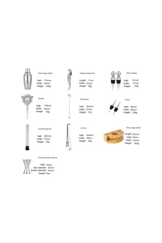 Pazly By-f12 Yarım Daire Ahşap Tabanlı Bar Shaker Seti 700ml Paslanmaz Çelik Bambu Ergonomik Şarap Barmen Ürünü