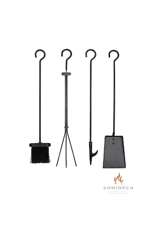 5 Li Lüx Ithal Metal Geyik Motif Kabartmalı Şömine-soba Maşa Takımı Aksesuar Seti Sg-015