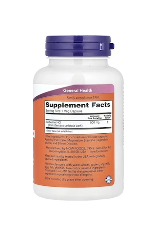 Berberine Hcl 500 Mg, 90 Vegetarian Capsules