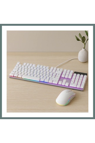 Ventra Usb Kablolu Oyuncu Klavye Ve Mouse Seti - Beyaz Rgb Ventra