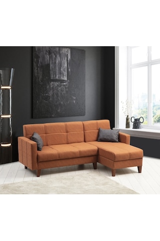 Minarmobilya Polya Sandıklı Bazalı L Köşe Koltuk Ve Berjer - Kiremit