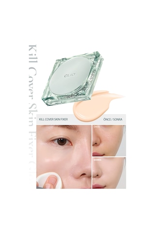 Kalıcı, Mat Cushion Fondöten Clıo Kill Cover Skin Fixer Cushion + Refil 19n Porcelain Spf50+ Pa+++ 19