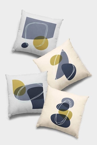 Lacivert Geometrik Çift Taraf 4'lü Set Kırlent Kılıfı 4kr014n11