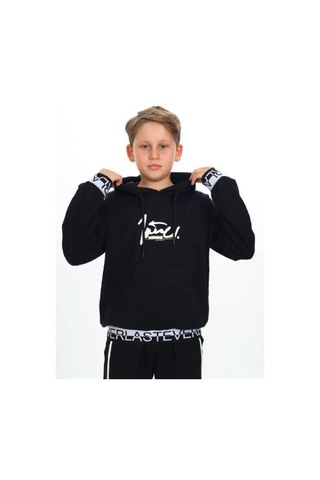 Çocuk Kapüşonlu Kind Yazılı Sweatshirt-14820 Siyah