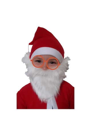 Pembecin Çocuk Noel Baba Sakallı Kostüm Kırmızı