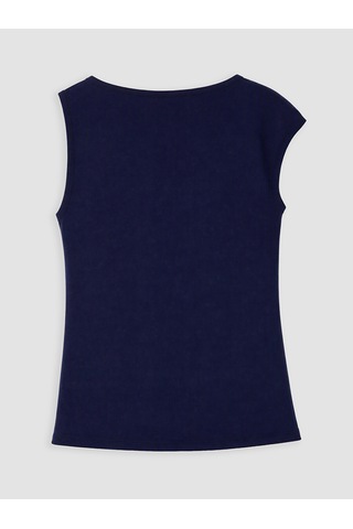 Lcw Comfort Lacivert Kayık Yaka Metal Aplikeli Bluz