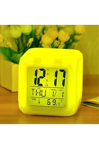 Led Dijital Renkli Masa Saati Alarm Termometre Tarih Masaüstü Saat Çok Renkli