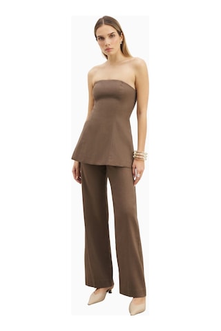 Because Of Alice Strapless Linen A - Line Bodice Kadın Üst Kahverengi