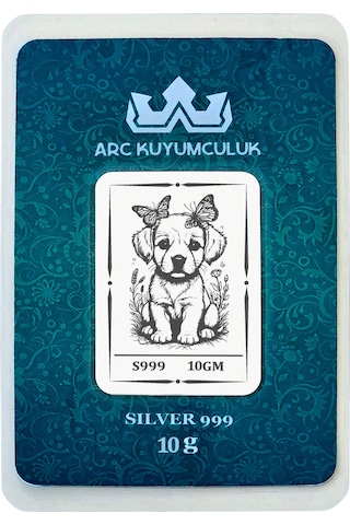 Hediyeye Özel 10 Gram Minik Köpek Temalı 999 Ayar Gümüş İle Üretilmiş Gümüş Külçesi-762
