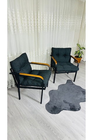 Madame Home Leylak Balkon, Bahçe,teras,cafe - Salon - Metal Kanepe Koltuk Takımı 1-1 Antrasit