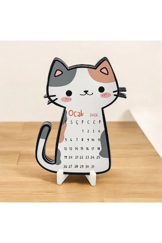 2026 Takvim - Kedi Masaüstü Takvim- Standlı Takvim