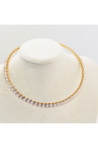 Choker Kolye Kalp Su Yolu Esnek Kelepçe Model Yüksek Kalite 316 L Çelik Gold 39 Cm Gold