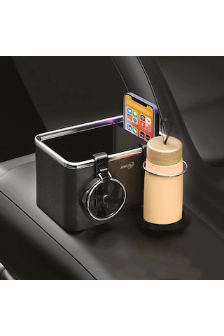 Polosmart Sp109 Araç İçi Düzenleyici 2 Li Bardaklık Ve Telefon Tutucu Organizer Siyah