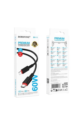 Borofone Bx110 Beneficio Pd60w Tip-c Tip-c Hızlı Şarj Veri Kablosu, Uzunluk: 1m Siyah