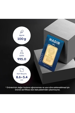 Nadir Gold 100 Gram Külçe Altın 24 Ayar