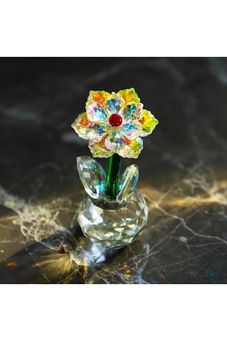 Vkemall Kristal Güneş Çiçeği Süsleme: K9 Kristalden El Yapımı, Masaüstü/ofis Dekorasyonu, Renkli Güneş Işığı Yansıtıcı