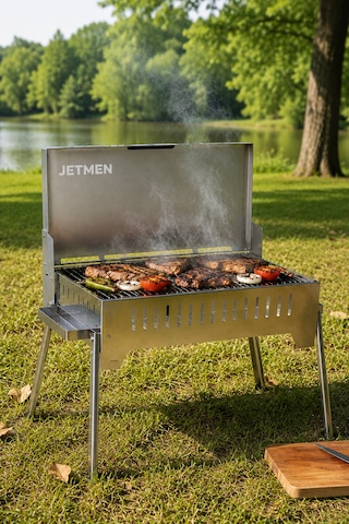 Jetmen Quick Grill Inox Katlanır Mangal Gri