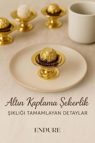 Endure 6'li Abs Dekoratif Gold Kaplama Şekerlik Kase 6'li Makaronluk Kahve Yanı Sunumluk Lokumluk Altın Çok Renkli