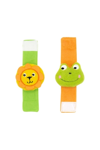 Babyjem Çıngıraklı Çorap Ve Bileklik Aslan Ve Kurbağa Turuncu - Yeşil