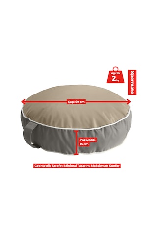 Xpermate Fermuarlı Kedi Köpek Minderi Kedi Köpek Yatağı Bej - Gri