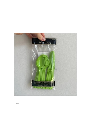 Plastikovye Odnorazovye Pribory: Vilka, Noz, Lozka Plastik Tek Kullanımlık Yemek Takımı Salata Yeşili 24 Parça Plastik, 25