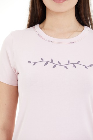 Lılac Kadın Çiçek Desenli %100 Viscon Capri Pijama Takımı Pudra Pembe