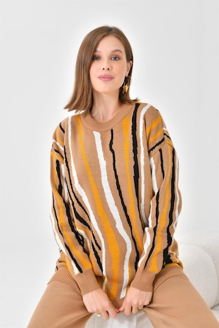 Ftz Women Kadın Zebra Desen İkili Takım Bisküvi 20503-bisküvi Kahverengi