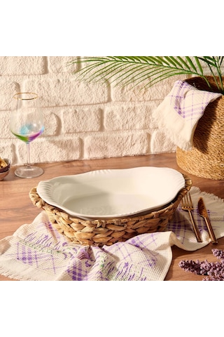 Ultraform Porselen Hasır Fırın Kabı 24x40 Beyaz