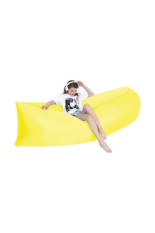 Açık Taşınabilir Tembel Su Şişme Kanepe Plaj Çim Hava Yatağı, 200 X 70cm Sarı