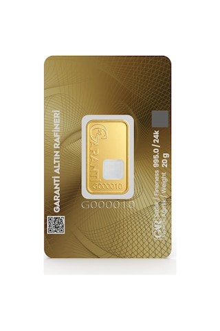 Garanti Gold 20 gr Gram Külçe Altın 24 Ayar