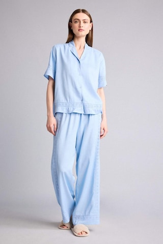 Defacto Regular Fıt Pijama Yaka Dokuma Pijama Üst G8217ax26smbe745 Mavi-be745