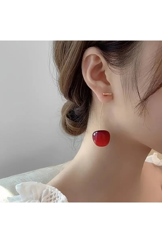 Mumicemum Kiraz Küpe Kırmız - Altın