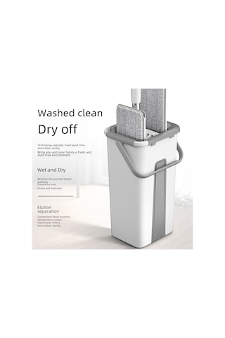 Shineyee Ev İçi Kuru/ıslak Kullanıma Uygun Ultra İnce Lifli Mop Seti - Ellerden Temizleme Gerektirmeyen 3 Bez + Sepet + Mop