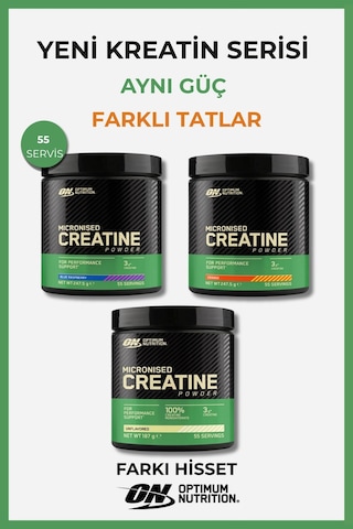 Kreatin Monohidrat 3lü Set Mavi Ahududu Portakal Aromasız 55 Servis Sporcu Performans Destekleyici