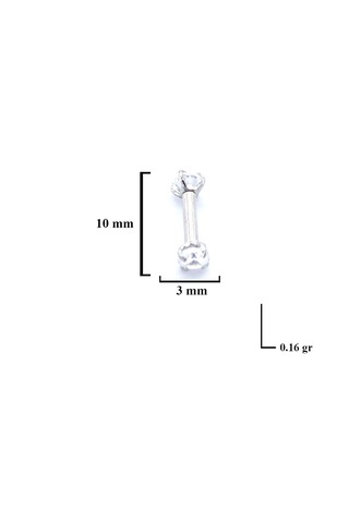 Ferizz 316l Çelik Zirkon Taşlı Piercing Prc-204 Gümüş