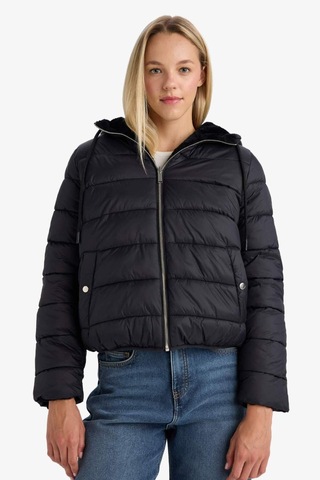 Defacto Su Geçirmez Regular Fit Kapüşonlu Suni Kürk Astarlı Mont F2145ax25wnbk27 Siyah-bk27