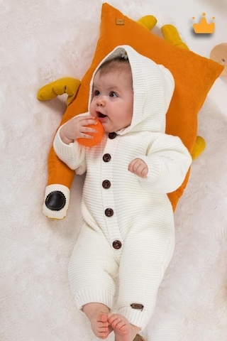 Babyhola Triko İçi Velsoft Kışlık Kalın Kız Erkek Bebek Tulum Gül Kurusu 2809 Bej