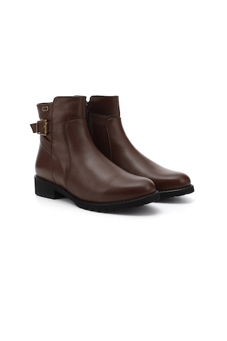 Gönderi R Kahve Floter Fermuarlı Kauçuk Taban Hakiki Deri Bot Kahve