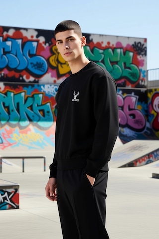 Benerly Erkek Bisiklet Yaka Düşük Kol Uzun Kol Sweatshirt Fonksiyonel Day siyah