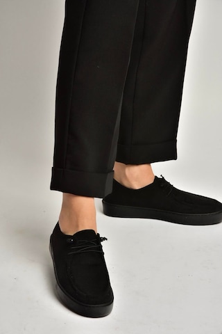 Fox Shoes Y602170902 Siyah Süet Bağcıklı Casual Ayakkabı Siyah