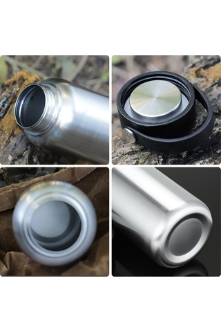 Lıxada 1050ml Paslanmaz Çelik Su Şişesi Sızdırmaz Spor Şişesi, 750ml Asılı Pot İle Bottle Only Gümüş