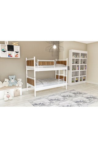Metalia Gm 128 Star Ahşap Metal Ranza Beyaz-Ceviz