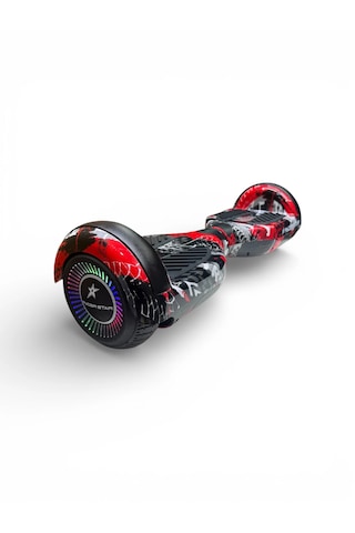 Elektrikli Kaykay Hoverboard Bluetooth Hoparlörlü 6.5 Inch Otomatik Akıllı Denge RS-S5 -Red Extreme Grafiti