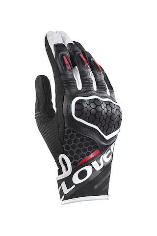 Clover Predator-2 Korumalı Motosiklet Eldiveni Siyah Beyaz Kırmızı